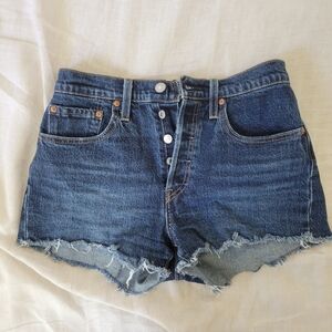 Levi's Blue Frayed Jean Shorts